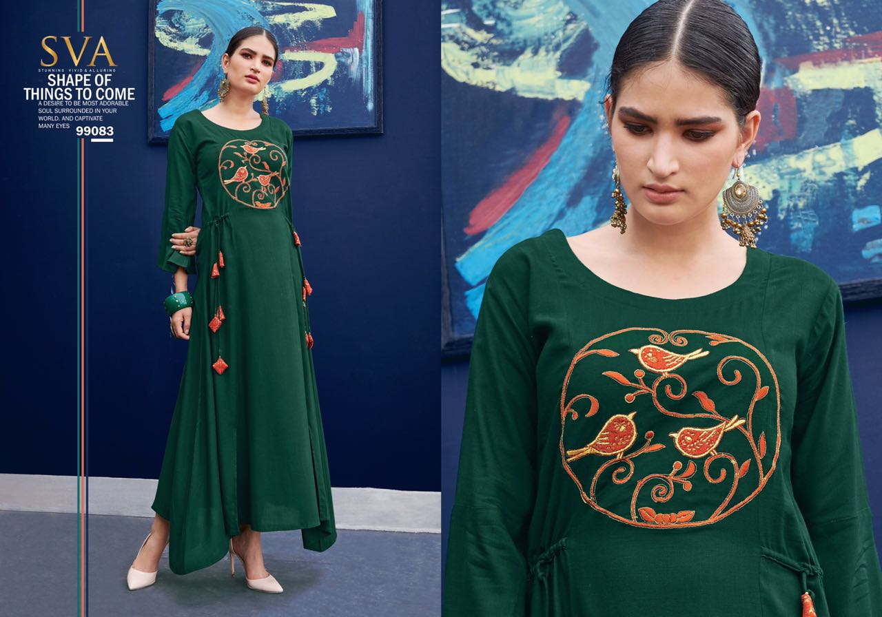 Posh By Sva 99077 T 99083 Series Designer Beautiful Stylish Fancy Colorful Casual Wear & Ethnic Wear & Ready To Wear Pure Rayon Slub Kurtis At Wholesale Price