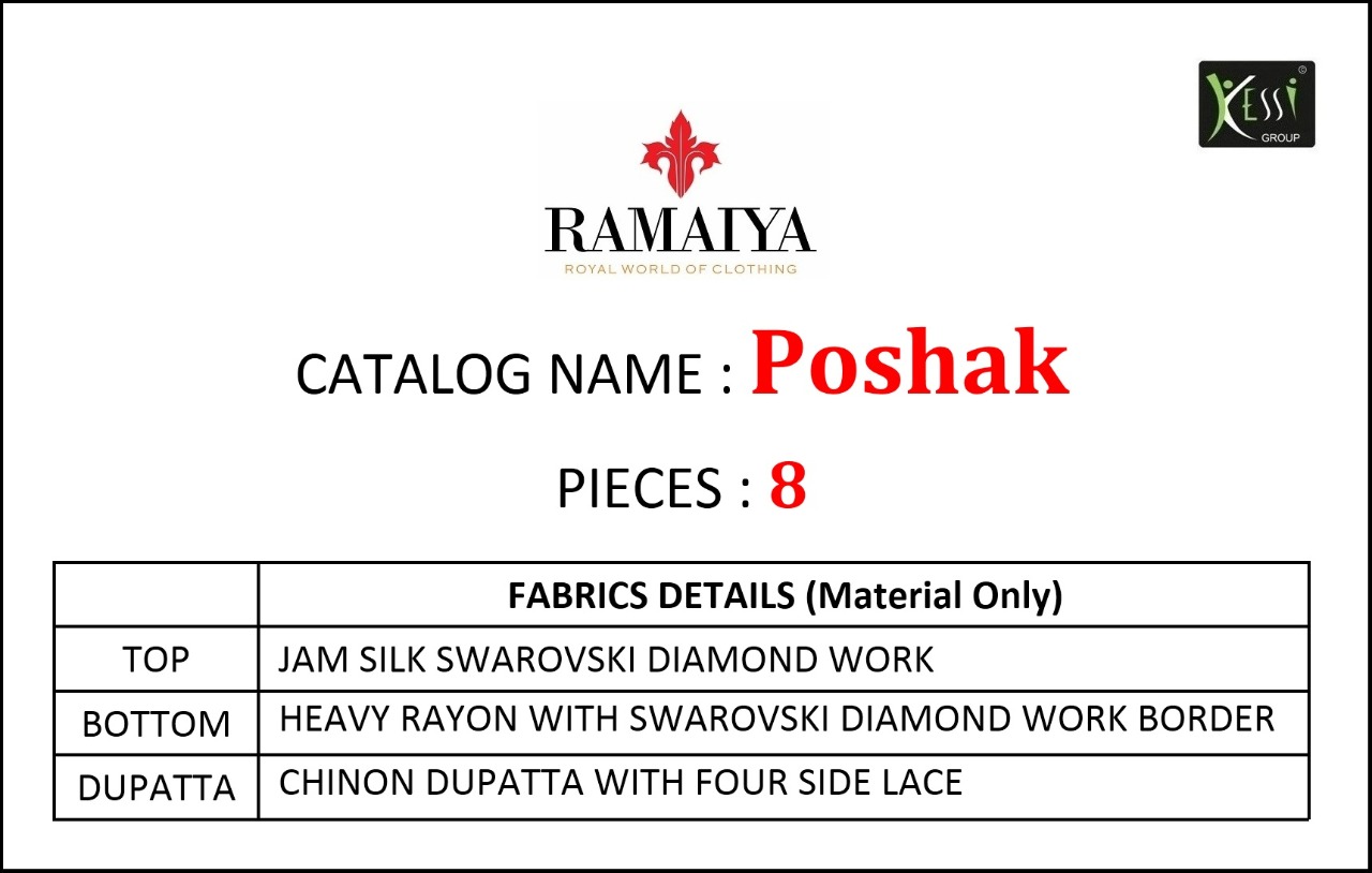 Poshak By Ramaiya 10071 To 10078 Series Indian Traditional Wear Collection Beautiful Stylish Fancy Colorful Party Wear & Occasional Wear Jam Silk With Diamond Work Dresses At Wholesale Price