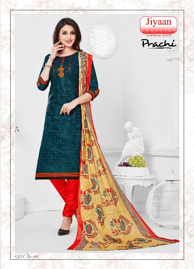 Prachi Vol-3 By Jiyaan Creation 1101 To 1112 Series Stylish Fancy Beautiful Colorful Casual Wear & Ethnic Wear Pure Cotton Printed Dresses At Wholesale Price