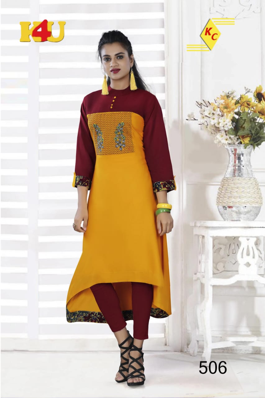 Prachi By K4u 501 To 506 Series Beautiful Stylish Fancy Colorful Casual Wear & Ethnic Wear & Ready To Wear Rayon Kurtis At Wholesale Price