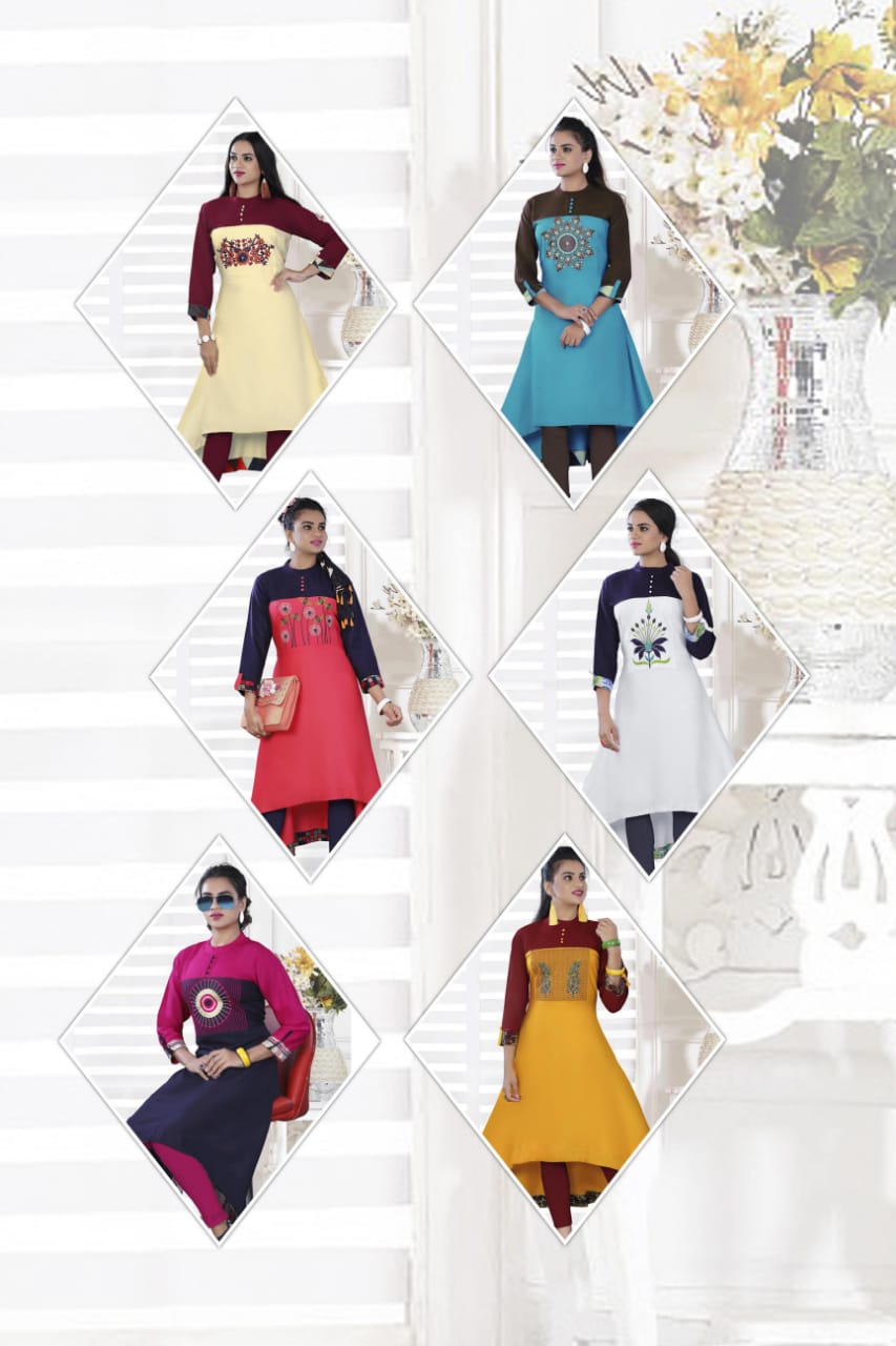 Prachi By K4u 501 To 506 Series Beautiful Stylish Fancy Colorful Casual Wear & Ethnic Wear & Ready To Wear Rayon Kurtis At Wholesale Price