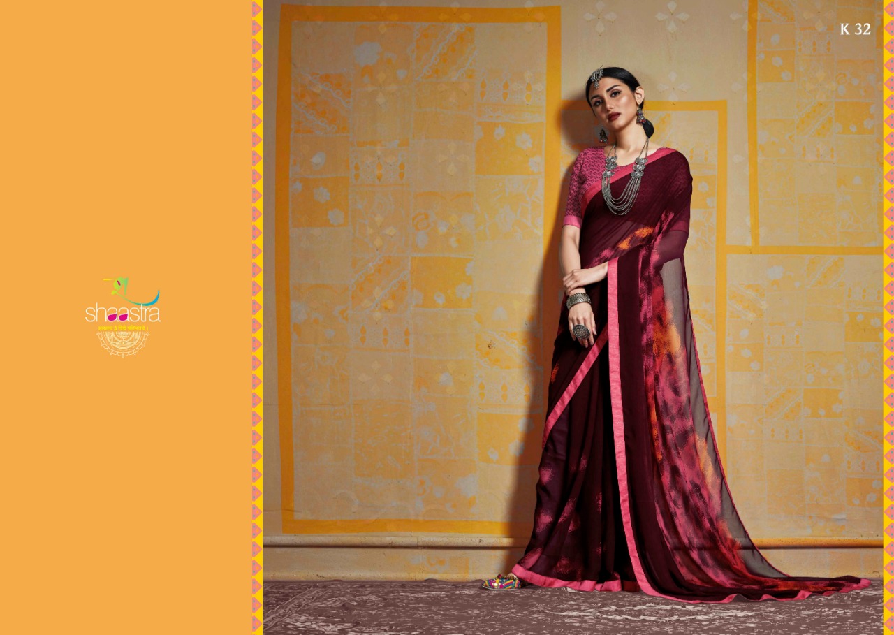 Prada Vol-1 By Shaastra Sarees 31 To 40 Series Indian Traditional Wear Collection Beautiful Stylish Fancy Colorful Party Wear & Occasional Wear Bemberg Georgette Sarees At Wholesale Price
