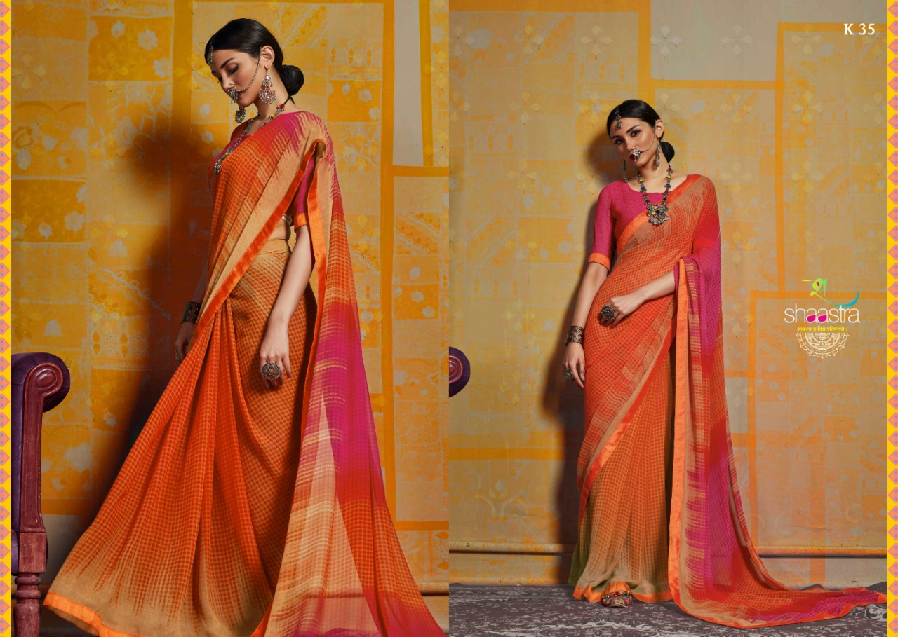 Prada Vol-1 By Shaastra Sarees 31 To 40 Series Indian Traditional Wear Collection Beautiful Stylish Fancy Colorful Party Wear & Occasional Wear Bemberg Georgette Sarees At Wholesale Price