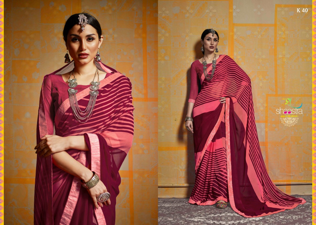 Prada Vol-1 By Shaastra Sarees 31 To 40 Series Indian Traditional Wear Collection Beautiful Stylish Fancy Colorful Party Wear & Occasional Wear Bemberg Georgette Sarees At Wholesale Price