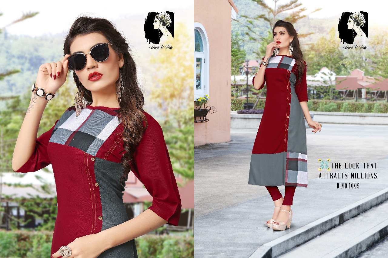 Pragya Vol-1 By Viva & Via 1001 To 1006 Series Beautiful Stylish Fancy Colorful Casual Wear & Ethnic Wear Heavy Rayon Printed Kurtis At Wholesale Price