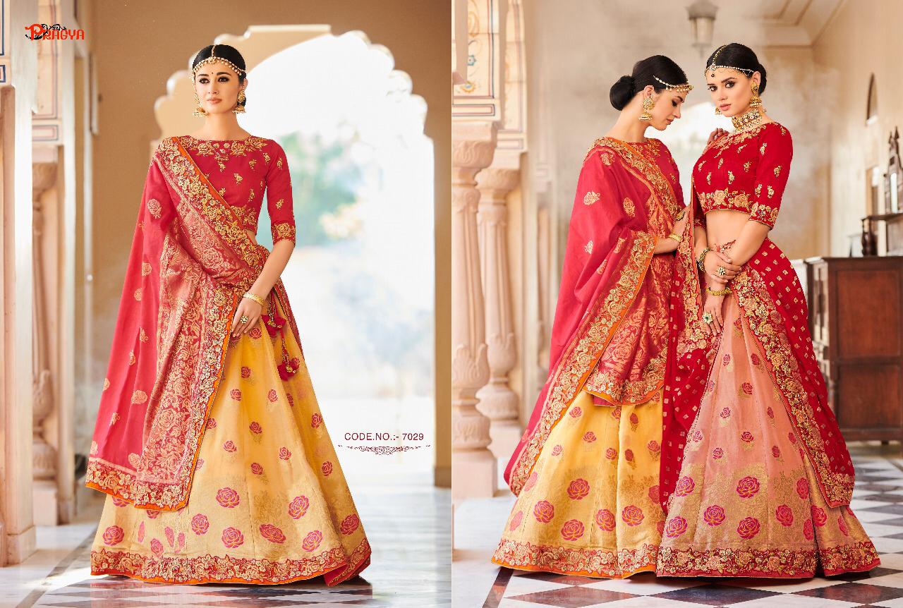 Pragya 7021 Series By Pragya 7021 To 7030 Series Designer Beautiful Wedding Collection Occasional Wear & Party Wear Banarasi Tissue Lehengas At Wholesale Price
