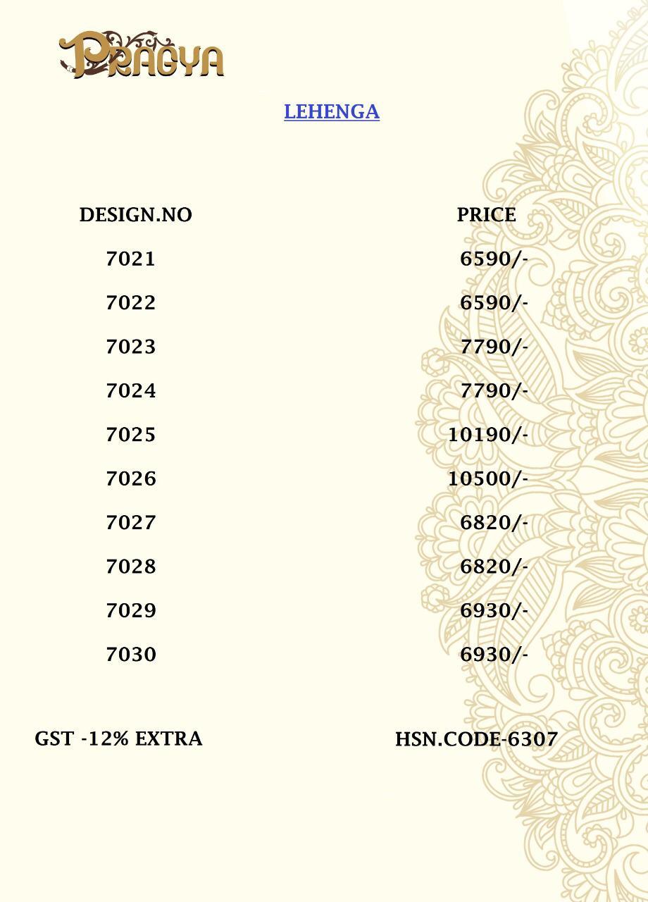 Pragya 7021 Series By Pragya 7021 To 7030 Series Designer Beautiful Wedding Collection Occasional Wear & Party Wear Banarasi Tissue Lehengas At Wholesale Price