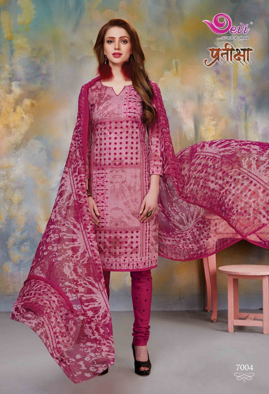 Pratiksha Vol-7 By Devi 7001 To 7012 Series Beautiful Suits Stylish Fancy Colorful Casual Wear & Ethnic Wear Cotton Printed Dresses At Wholesale Price