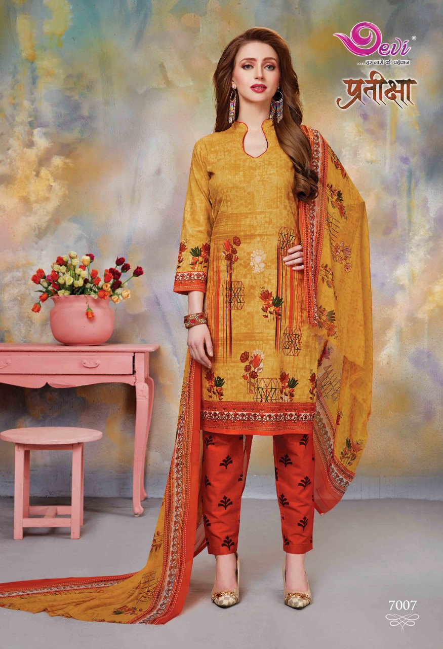 Pratiksha Vol-7 By Devi 7001 To 7012 Series Beautiful Suits Stylish Fancy Colorful Casual Wear & Ethnic Wear Cotton Printed Dresses At Wholesale Price