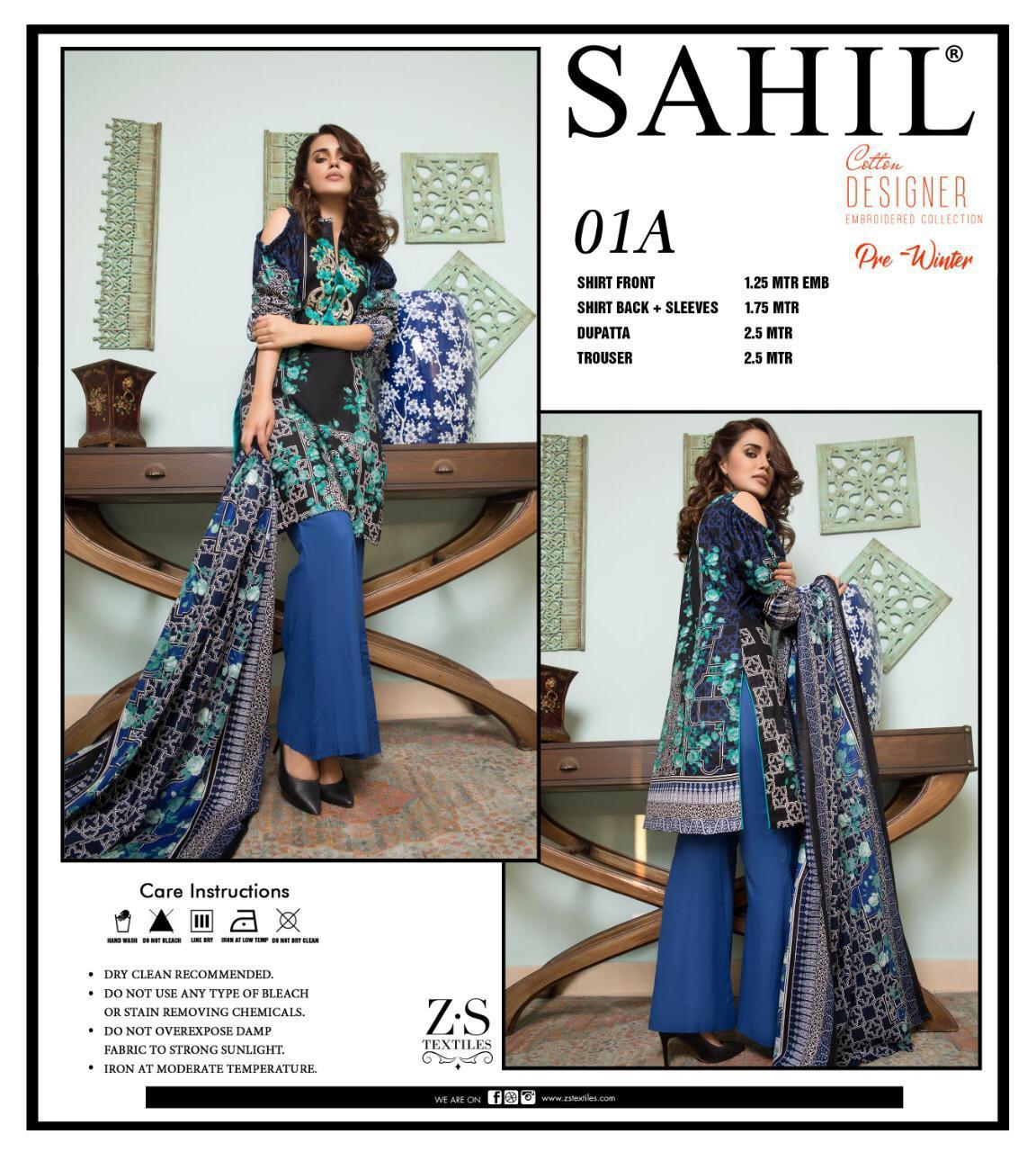 Pre-winter Collection-9 By Sahil 01-a To 05-b Series Beautiful Suits Stylish Fancy Colorful Casual Wear & Ethnic Wear Pure Lawn Digital Style Printed Dresses At Wholesale Price