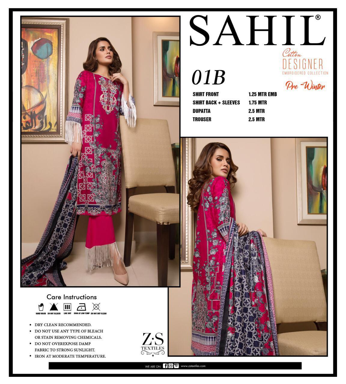 Pre-winter Collection-9 By Sahil 01-a To 05-b Series Beautiful Suits Stylish Fancy Colorful Casual Wear & Ethnic Wear Pure Lawn Digital Style Printed Dresses At Wholesale Price