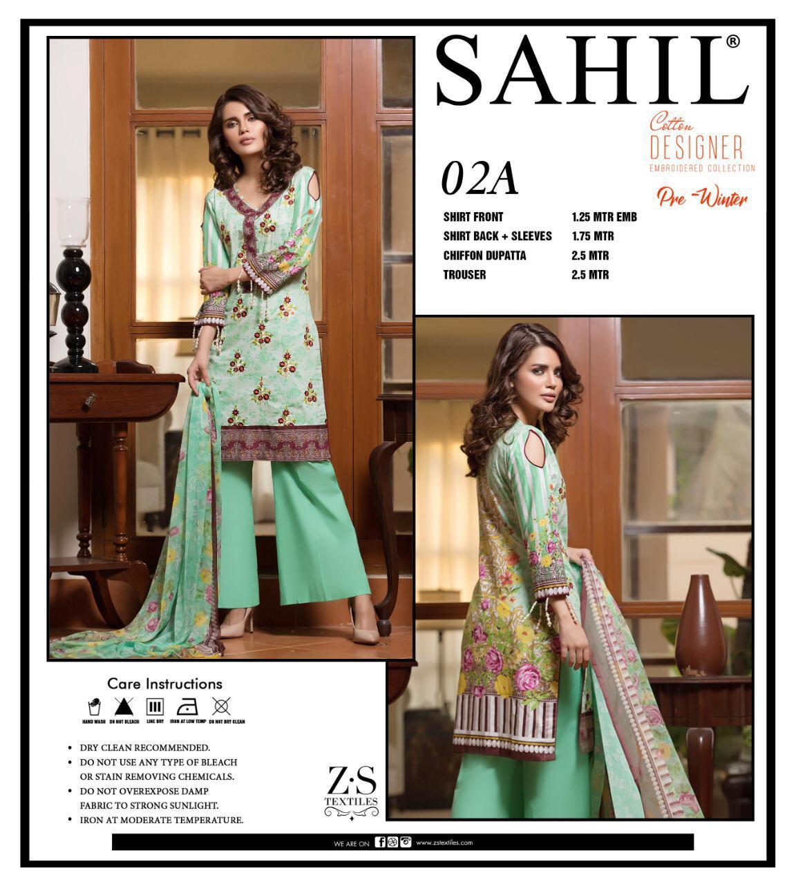 Pre-winter Collection-9 By Sahil 01-a To 05-b Series Beautiful Suits Stylish Fancy Colorful Casual Wear & Ethnic Wear Pure Lawn Digital Style Printed Dresses At Wholesale Price