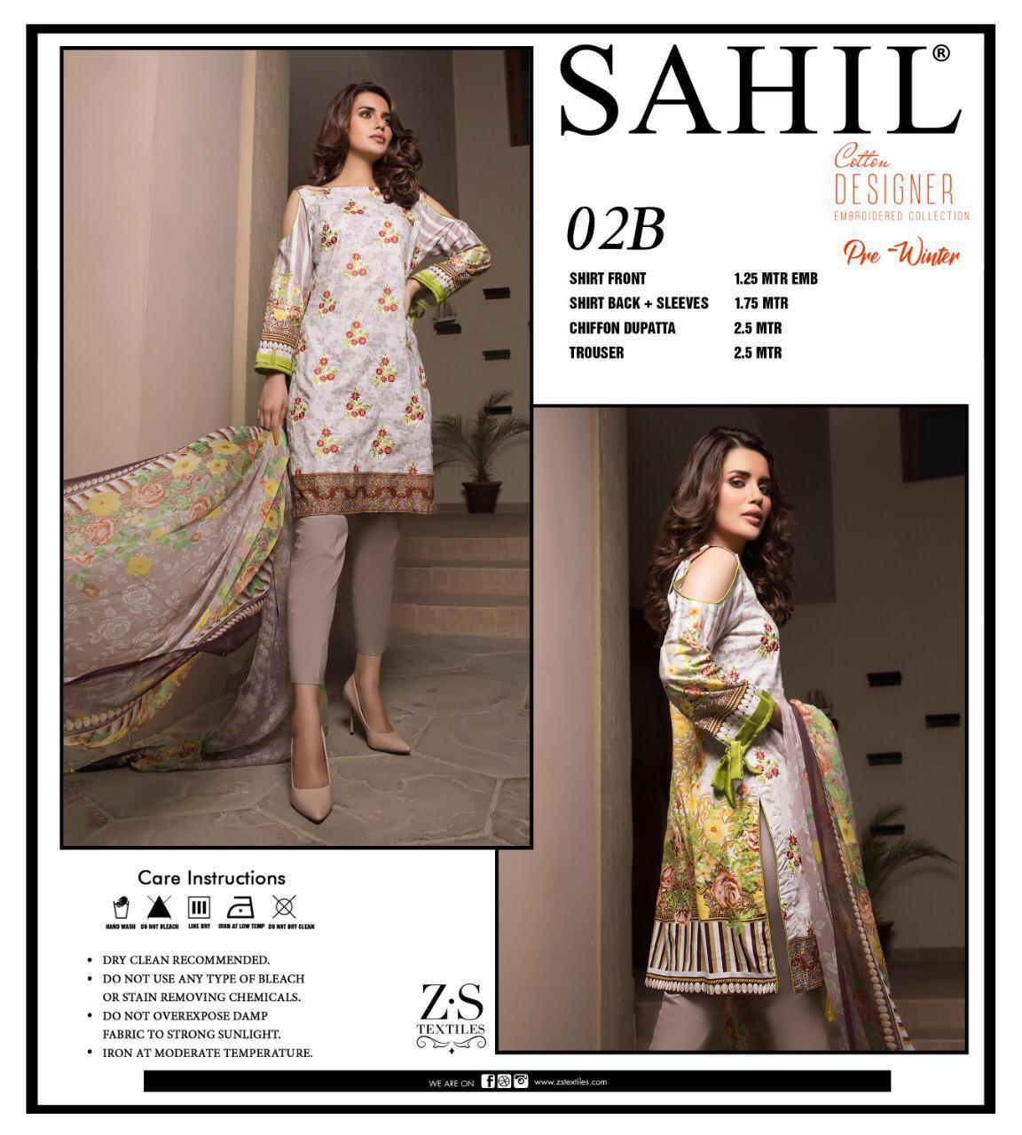 Pre-winter Collection-9 By Sahil 01-a To 05-b Series Beautiful Suits Stylish Fancy Colorful Casual Wear & Ethnic Wear Pure Lawn Digital Style Printed Dresses At Wholesale Price