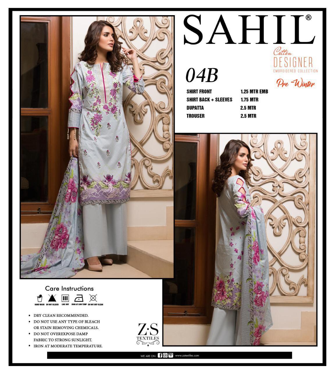 Pre-winter Collection-9 By Sahil 01-a To 05-b Series Beautiful Suits Stylish Fancy Colorful Casual Wear & Ethnic Wear Pure Lawn Digital Style Printed Dresses At Wholesale Price