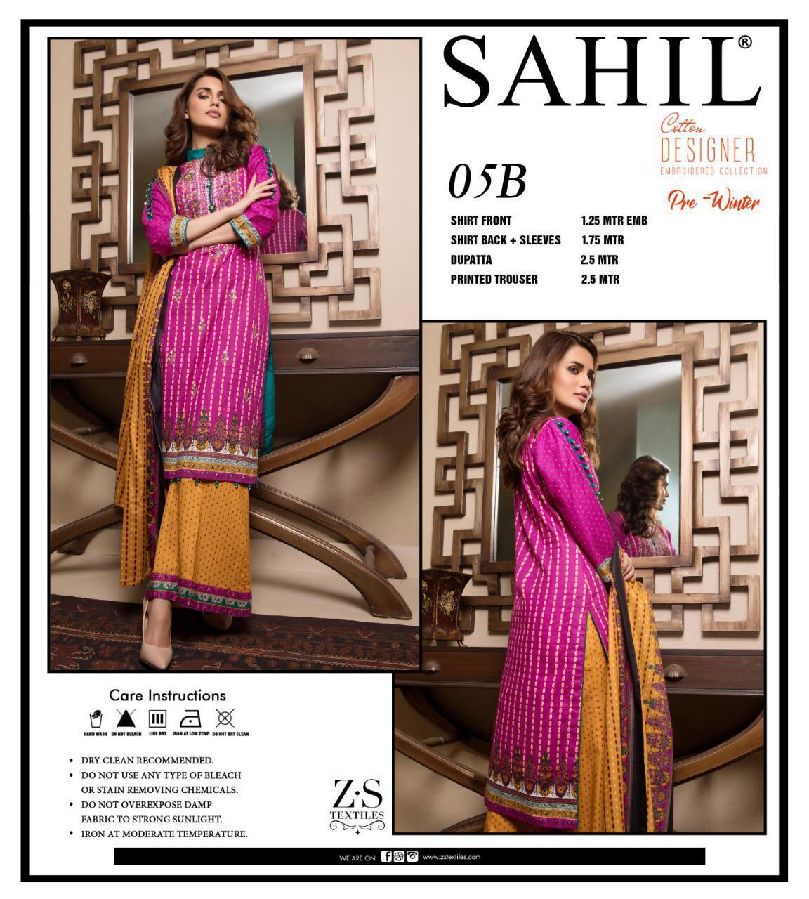 Pre-winter Collection-9 By Sahil 01-a To 05-b Series Beautiful Suits Stylish Fancy Colorful Casual Wear & Ethnic Wear Pure Lawn Digital Style Printed Dresses At Wholesale Price