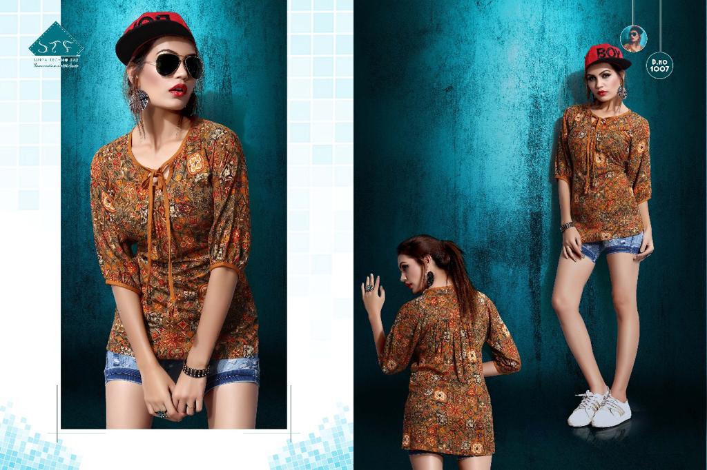 Pretty Girl By Surya Techno Fab 7001 To 7008 Series Designer Beautiful Stylish Colorful Fancy Ready To Wear & Casual Wear & Ethnic Wear Air Jet Rayon Printed Kurtis At Wholesale Price