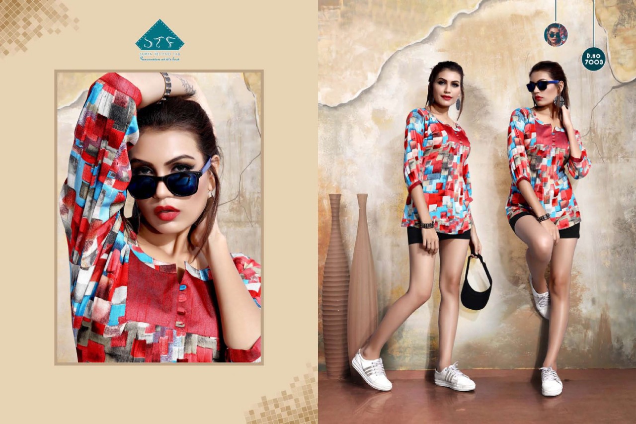 Pretty Girl By Surya Techno Fab 7001 To 7008 Series Designer Beautiful Stylish Colorful Fancy Ready To Wear & Casual Wear & Ethnic Wear Air Jet Rayon Printed Kurtis At Wholesale Price