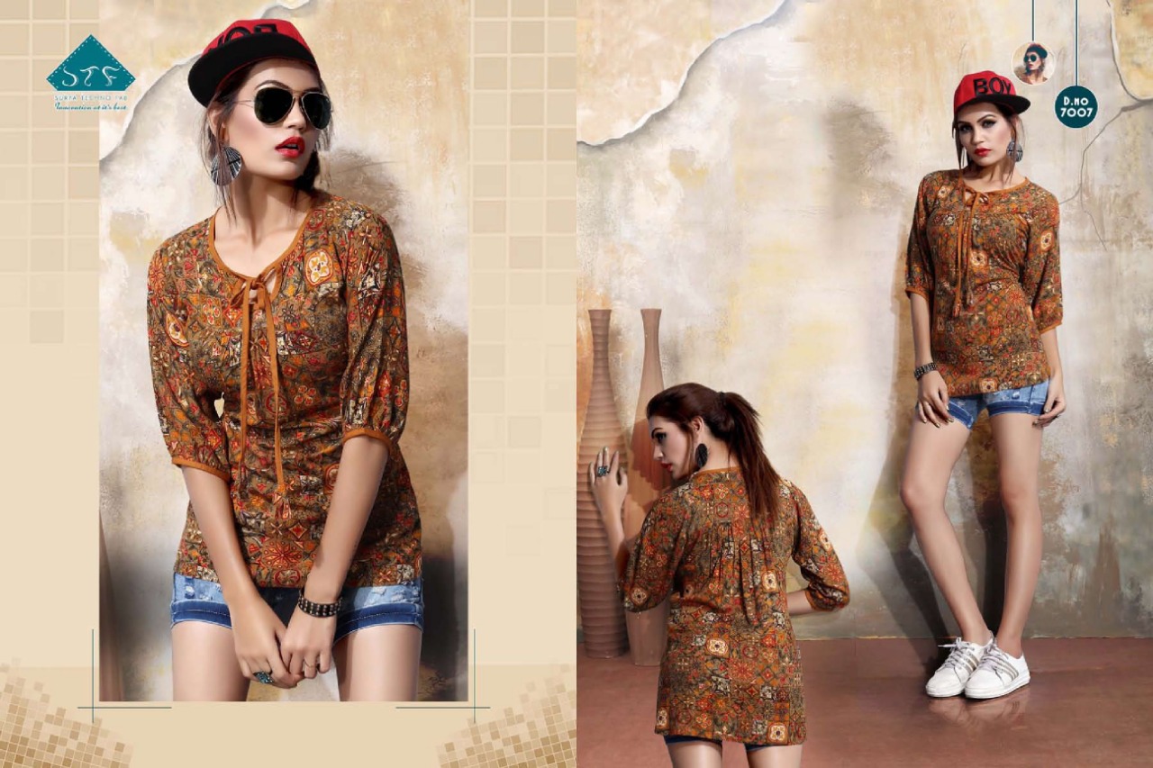 Pretty Girl By Surya Techno Fab 7001 To 7008 Series Designer Beautiful Stylish Colorful Fancy Ready To Wear & Casual Wear & Ethnic Wear Air Jet Rayon Printed Kurtis At Wholesale Price