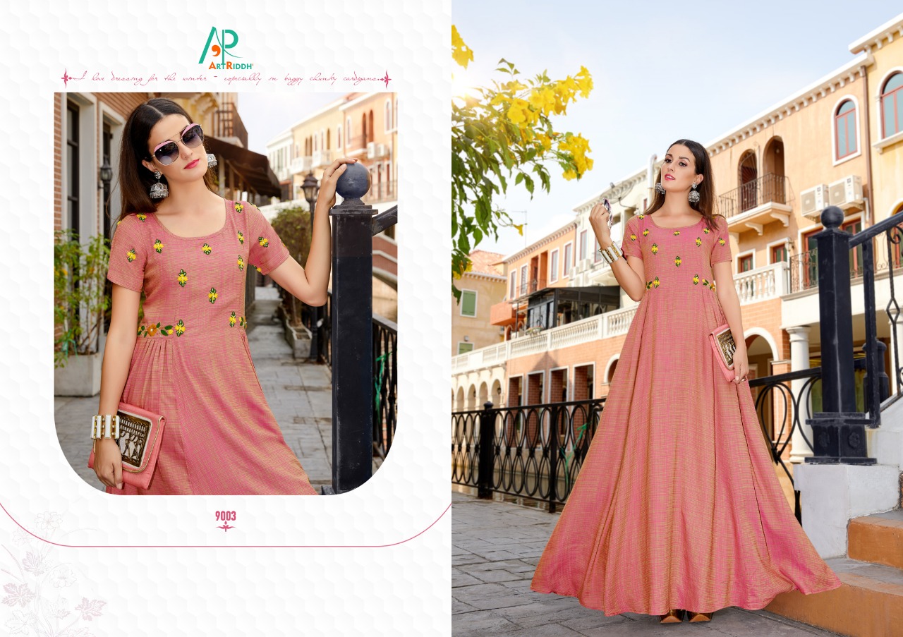 Princess Dhaani Vol-3 By Art Riddhs 9001 To 9007 Series Designer Beautiful Stylish Fancy Colorful Party Wear & Ethnic Wear & Ready To Wear Mehak Two Tone Kurtis At Wholesale Price