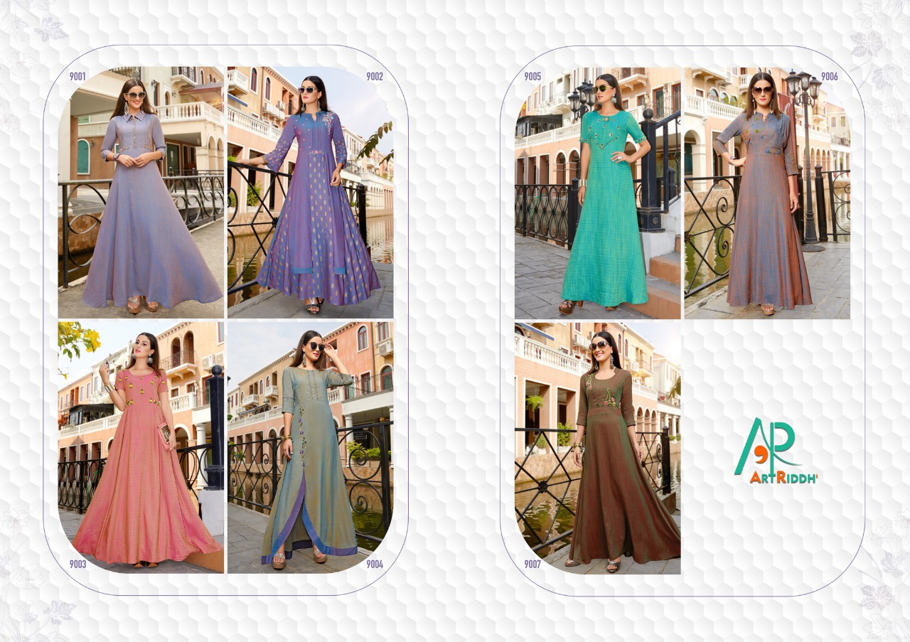 Princess Dhaani Vol-3 By Art Riddhs 9001 To 9007 Series Designer Beautiful Stylish Fancy Colorful Party Wear & Ethnic Wear & Ready To Wear Mehak Two Tone Kurtis At Wholesale Price