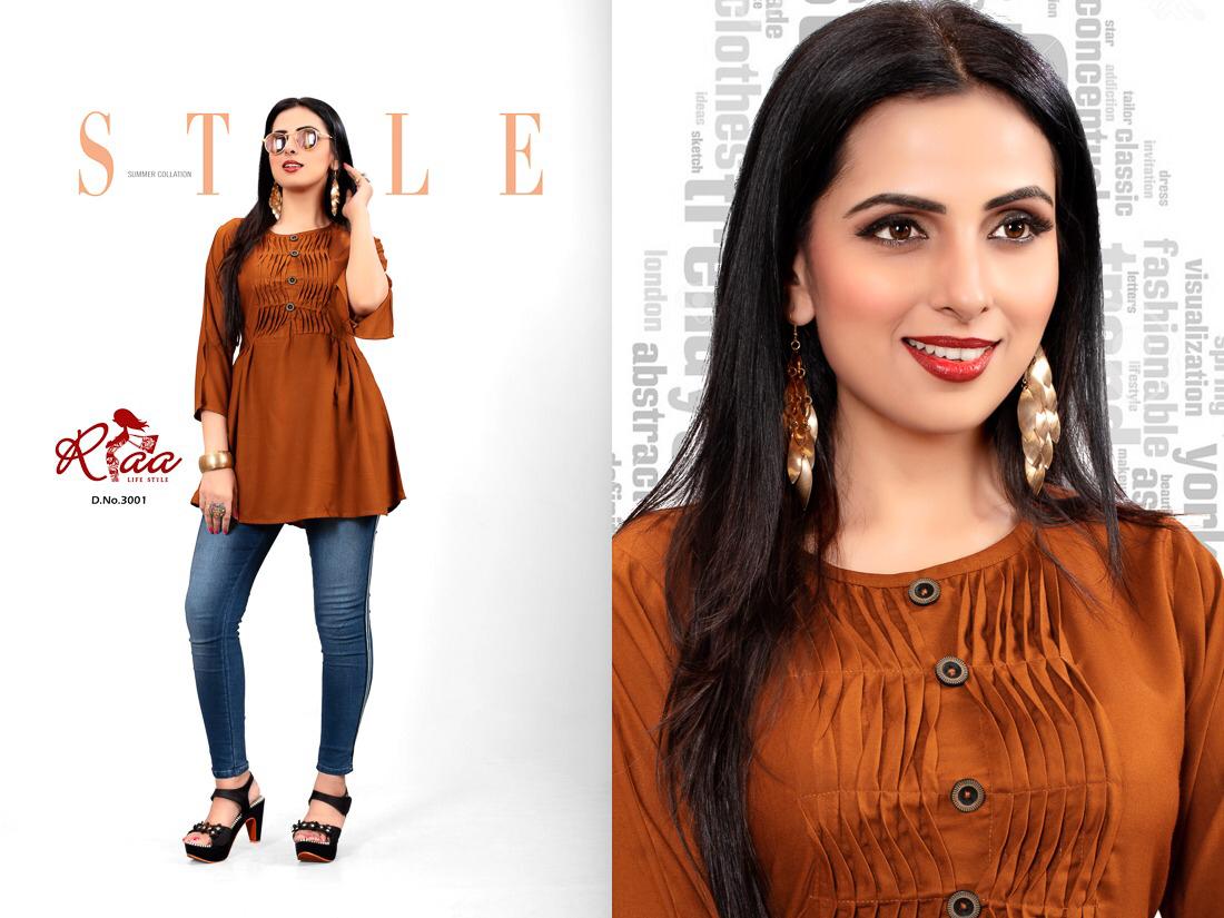 Princy By Riaa Lifestyle 3001 To 3008 Series Beautiful Stylish Colorful Fancy Party Wear & Ethnic Wear & Ready To Wear Rayon Handworked Kurtis At Wholesale Price