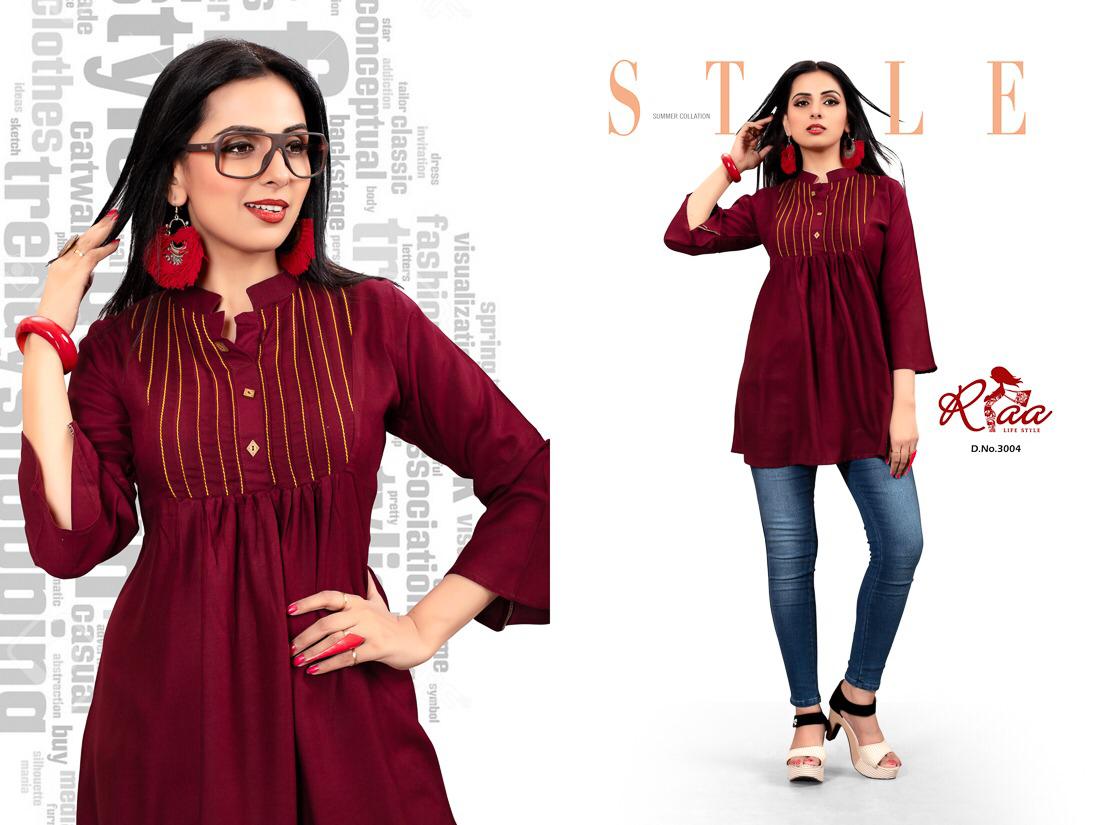 Princy By Riaa Lifestyle 3001 To 3008 Series Beautiful Stylish Colorful Fancy Party Wear & Ethnic Wear & Ready To Wear Rayon Handworked Kurtis At Wholesale Price