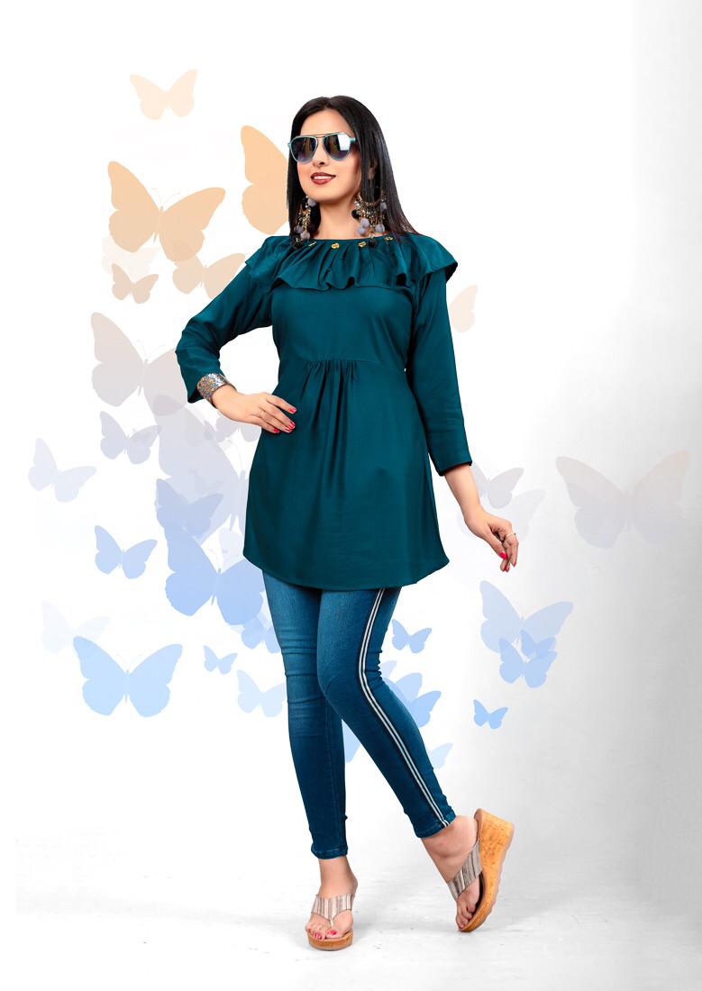Princy By Riaa Lifestyle 3001 To 3008 Series Beautiful Stylish Colorful Fancy Party Wear & Ethnic Wear & Ready To Wear Rayon Handworked Kurtis At Wholesale Price