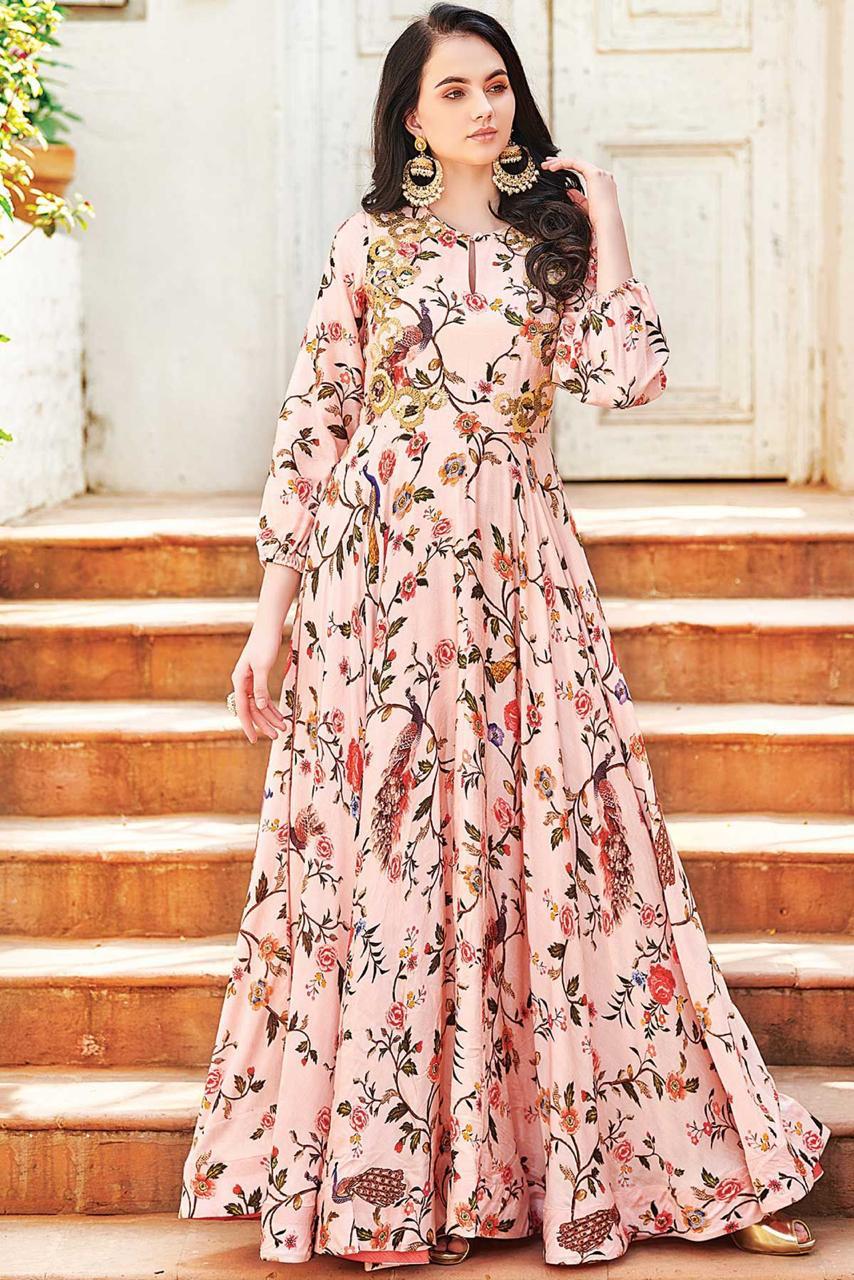 Printed Gown Vol-1 By Kaamiri 101 To 107 Series Stylish Fancy Colorful Collection Casual Wear & Ethnic Wear Muslin Cotton Gowns At Wholesale Price