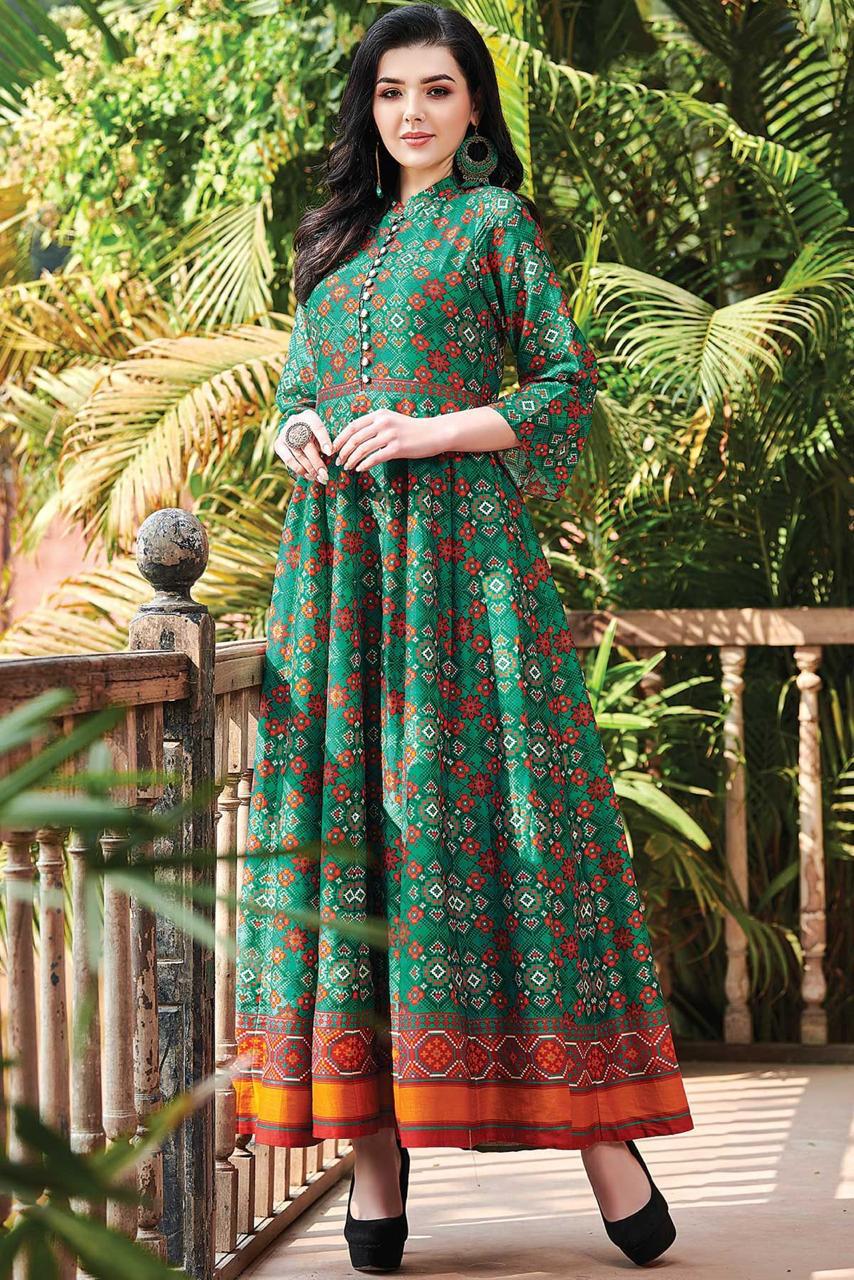 Printed Gown Vol-1 By Kaamiri 101 To 107 Series Stylish Fancy Colorful Collection Casual Wear & Ethnic Wear Muslin Cotton Gowns At Wholesale Price