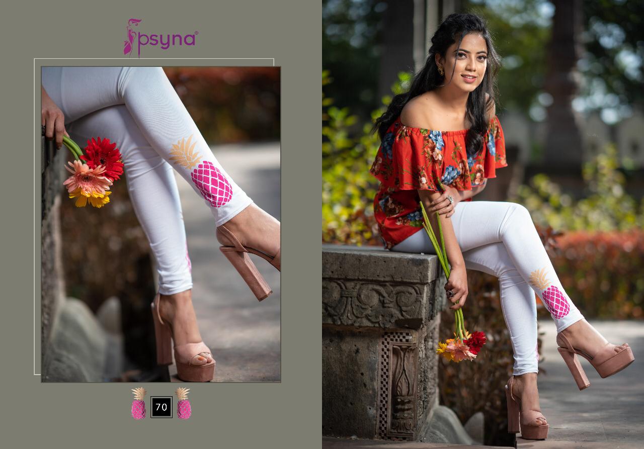Printed Legging By Psyna 70 To 79 Series Beautiful Stylish Fancy Colorful Ready To Wear & Casual Wear Cotton Lycra Leggings At Wholesale Price