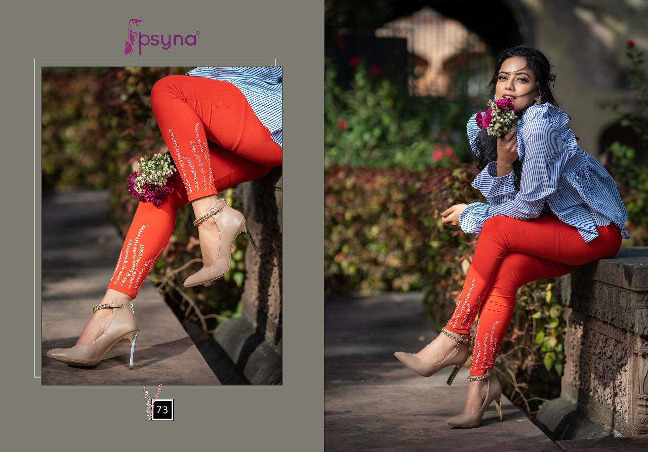 Printed Legging By Psyna 70 To 79 Series Beautiful Stylish Fancy Colorful Ready To Wear & Casual Wear Cotton Lycra Leggings At Wholesale Price