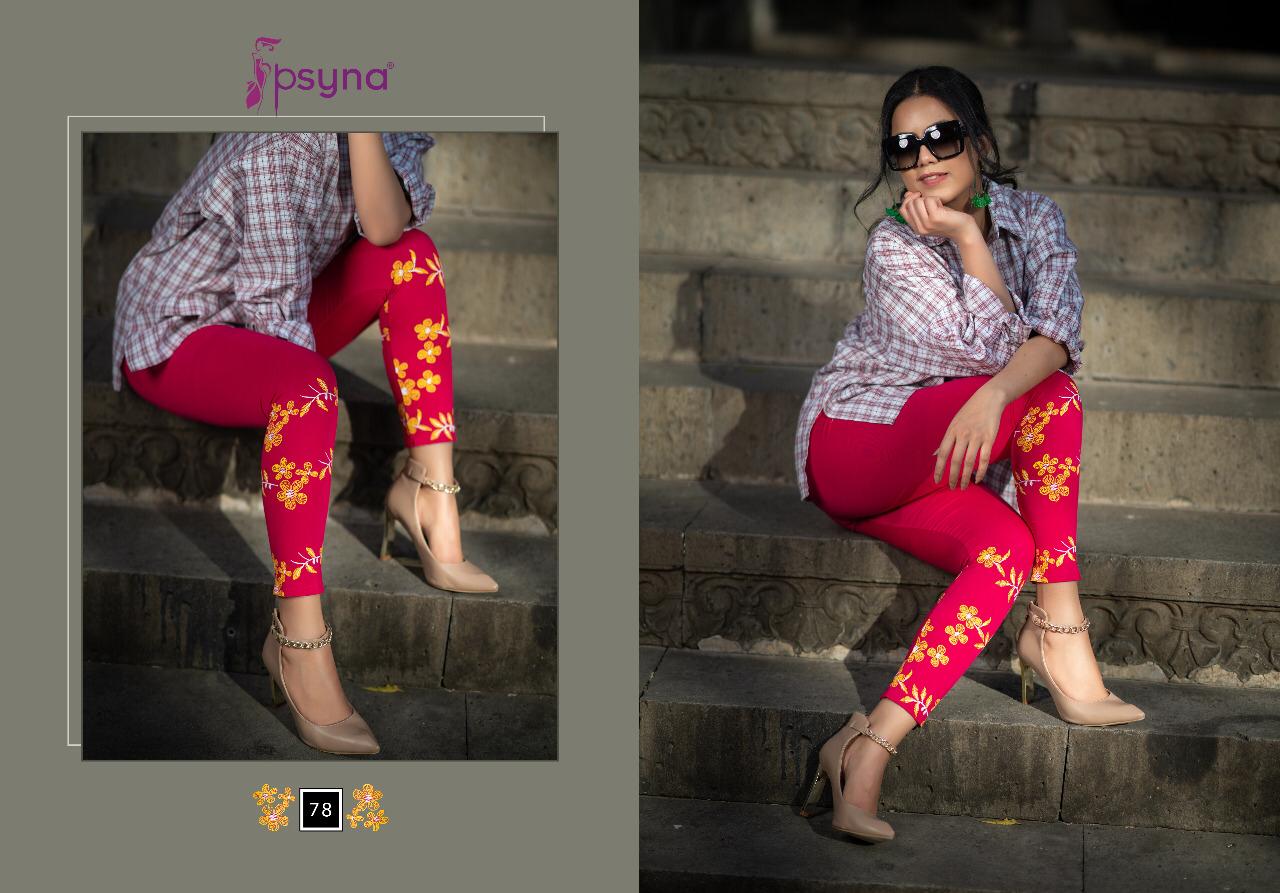 Printed Legging By Psyna 70 To 79 Series Beautiful Stylish Fancy Colorful Ready To Wear & Casual Wear Cotton Lycra Leggings At Wholesale Price