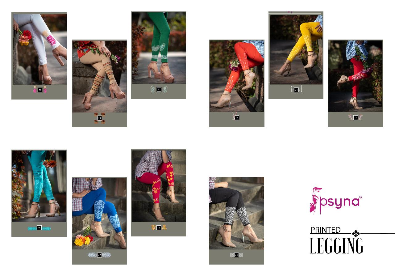 Printed Legging By Psyna 70 To 79 Series Beautiful Stylish Fancy Colorful Ready To Wear & Casual Wear Cotton Lycra Leggings At Wholesale Price