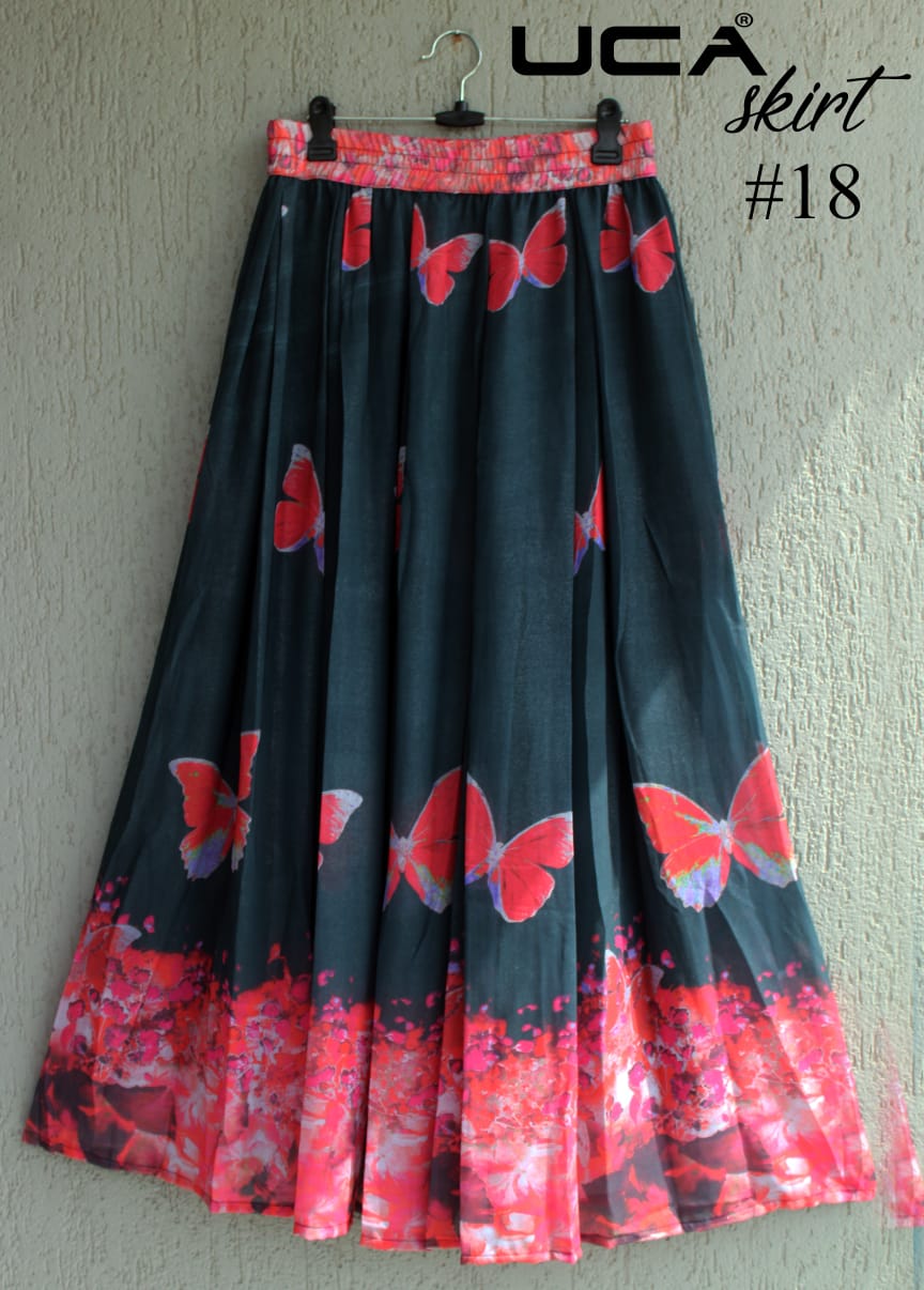 Printed Skirt Vol-2 By Uca 1 To 20 Series Beautiful Colorful Stylish Fancy Casual Wear & Ethnic Wear & Ready To Wear Crepe Georgette Printed Skirts At Wholesale Price