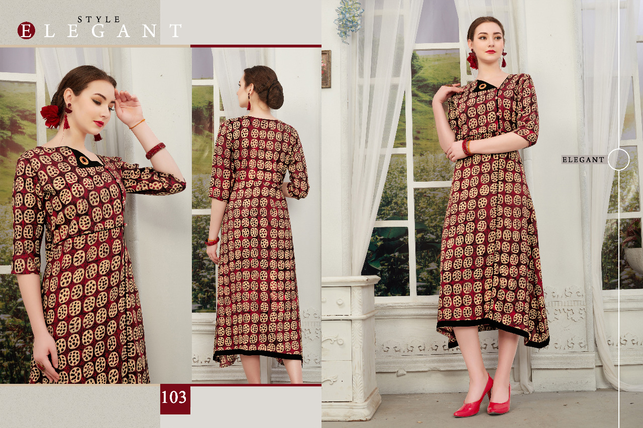 Prisha Vol-1 By Kajri Style 101 To 106 Series Beautiful Stylish Fancy Colorful Casual Wear & Ethnic Wear & Ready To Wear Rayon Dyed Kurtis At Wholesale Price
