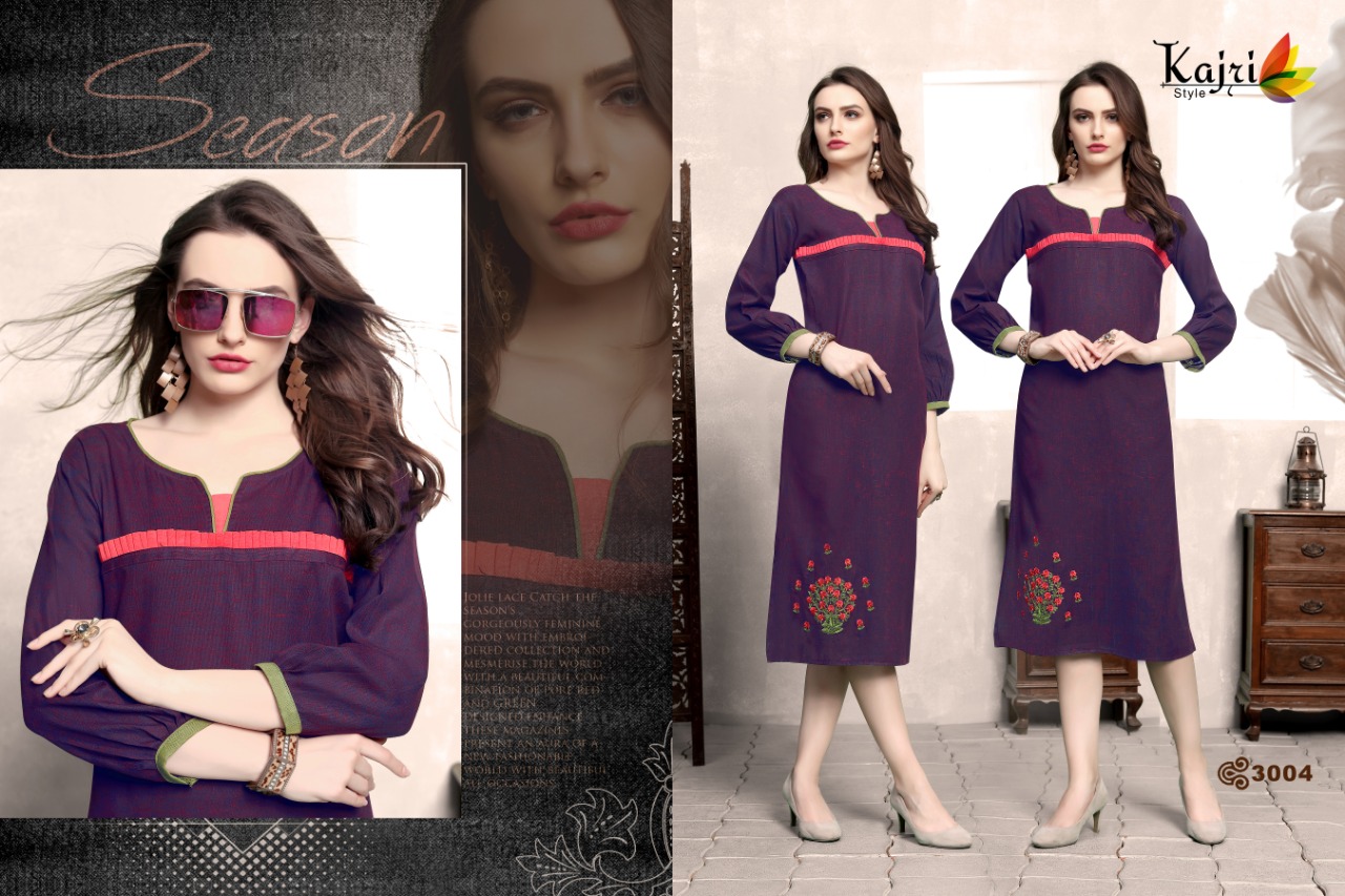 Priya Vol-3 By Kajri Style 3001 To 3006 Series Beautiful Stylish Fancy Colorful Casual Wear & Ethnic Wear & Ready To Wear Heavy Namo Slub Kurtis At Wholesale Price