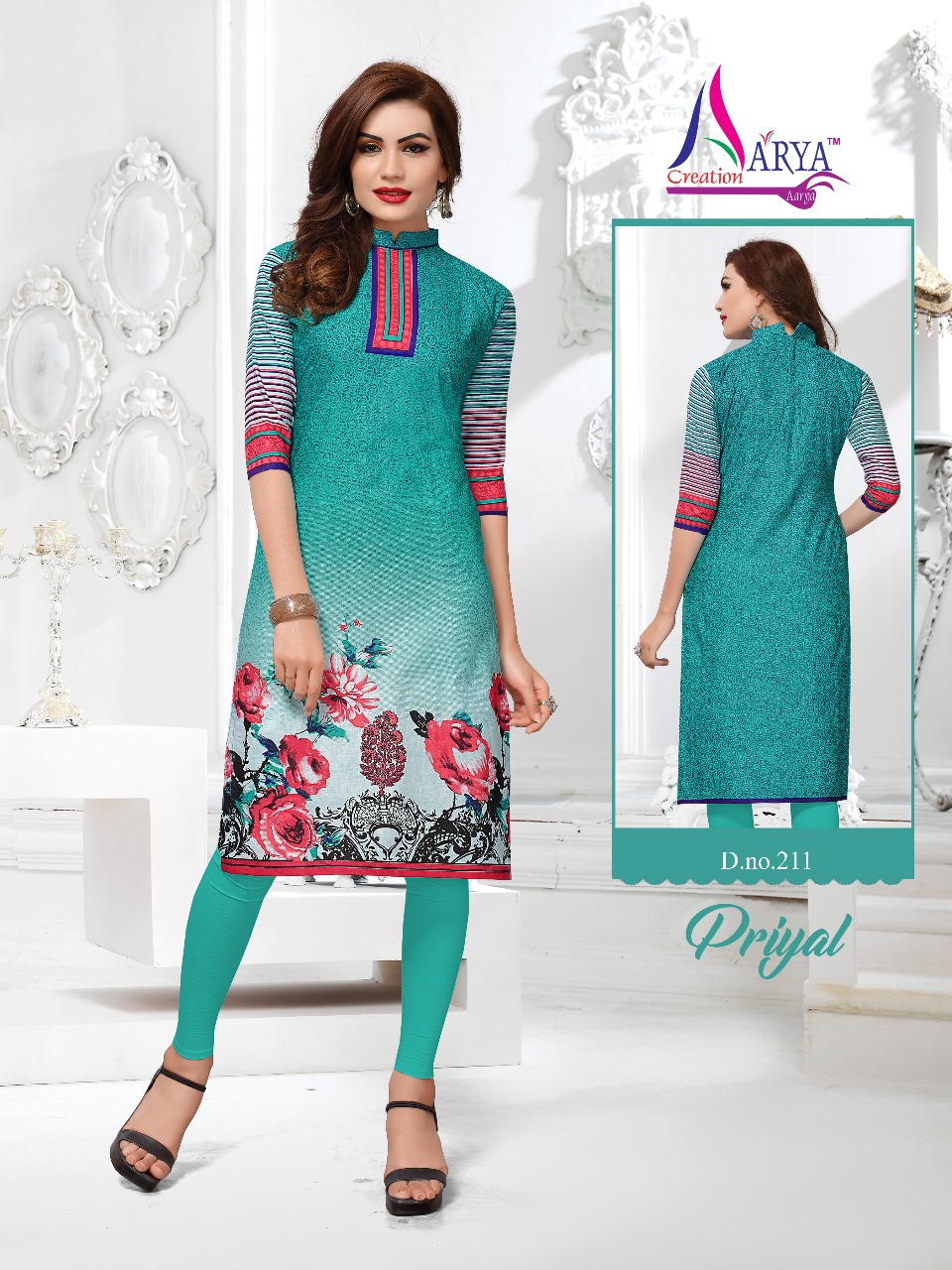 Priyal By Aarya Creation 201 To 212 Series Beautiful Stylish Fancy Colorful Casual Wear & Ethnic Wear Collection Cotton Printed Kurtis At Wholesale Price
