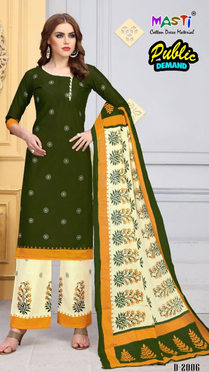 Public Demand By Masti 2001 To 2010 Series Indian Traditional Wear Collection Beautiful Stylish Fancy Colorful Party Wear & Occasional Wear Cotton Printed Dress At Wholesale Price
