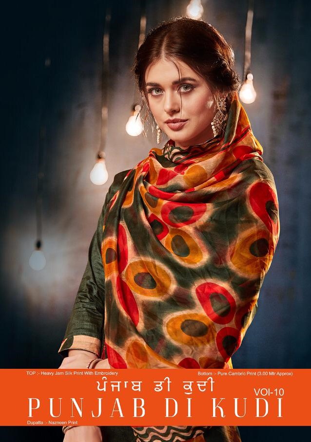 Punjab Di Kudi Vol-10 By Ritu 1001 To 1010 Series Beautiful Pashmina With Patiyala Suits Stylish Fancy Colorful Winter Wear & Ethnic Wear Pure Cotton Jam Silk Print With Embroidered Dresses At Wholesale Price