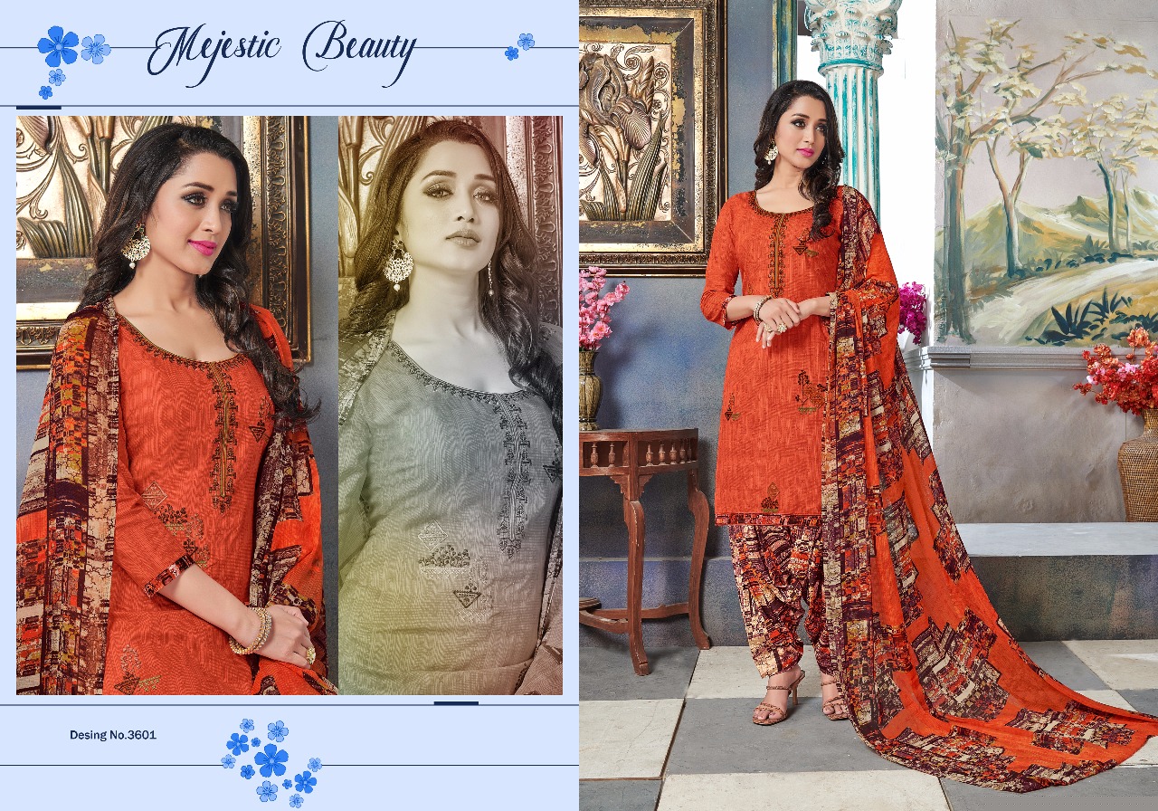 Punjab Queen Vol-36 By Lavli Fashion 3601 To 3608 Series Beautiful Suits Stylish Fancy Colorful Party Wear & Occasional Wear Pure Cambric Cotton Self Print Embroidered Dresses At Wholesale Price