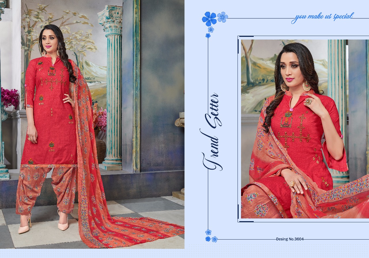 Punjab Queen Vol-36 By Lavli Fashion 3601 To 3608 Series Beautiful Suits Stylish Fancy Colorful Party Wear & Occasional Wear Pure Cambric Cotton Self Print Embroidered Dresses At Wholesale Price