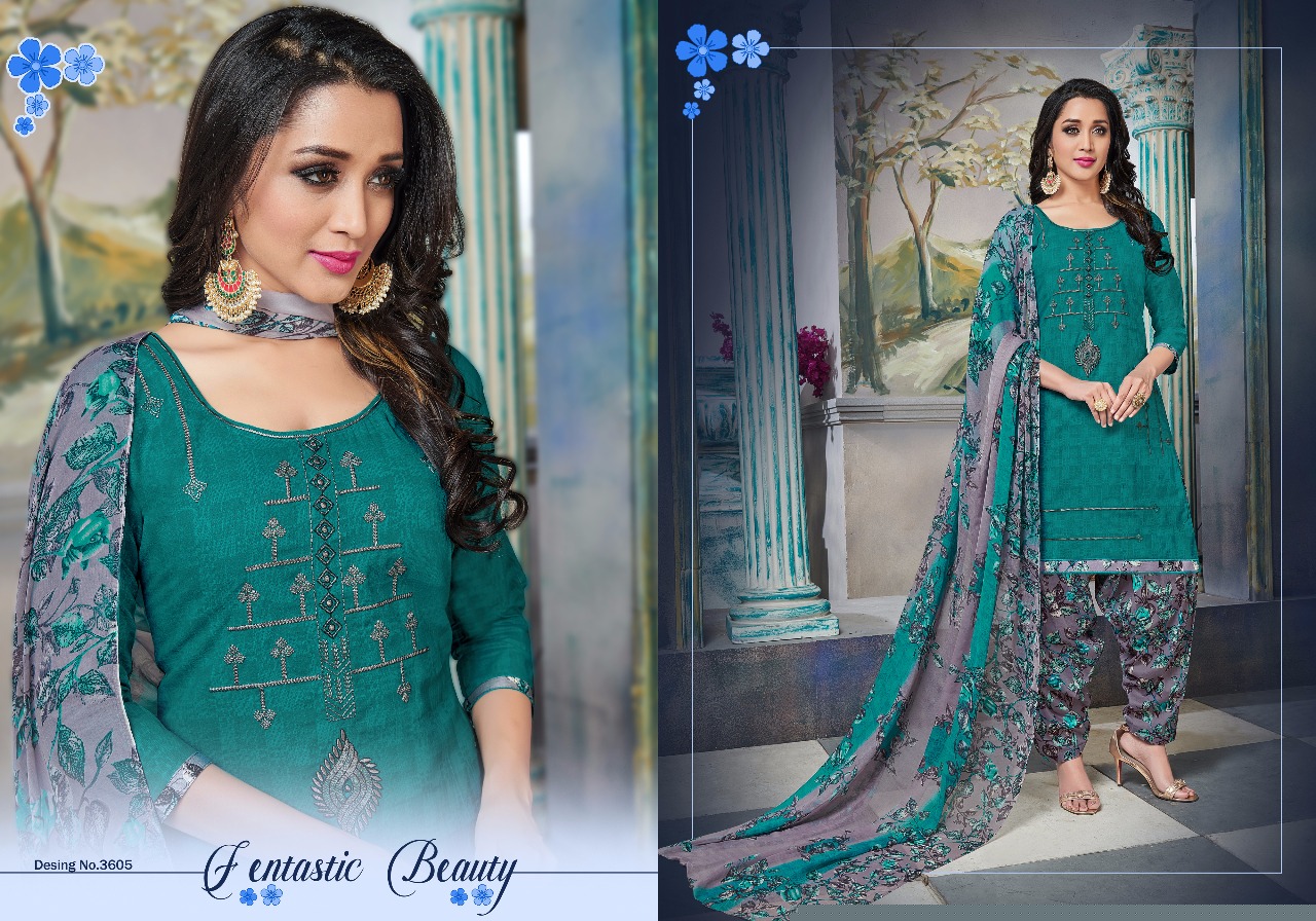 Punjab Queen Vol-36 By Lavli Fashion 3601 To 3608 Series Beautiful Suits Stylish Fancy Colorful Party Wear & Occasional Wear Pure Cambric Cotton Self Print Embroidered Dresses At Wholesale Price