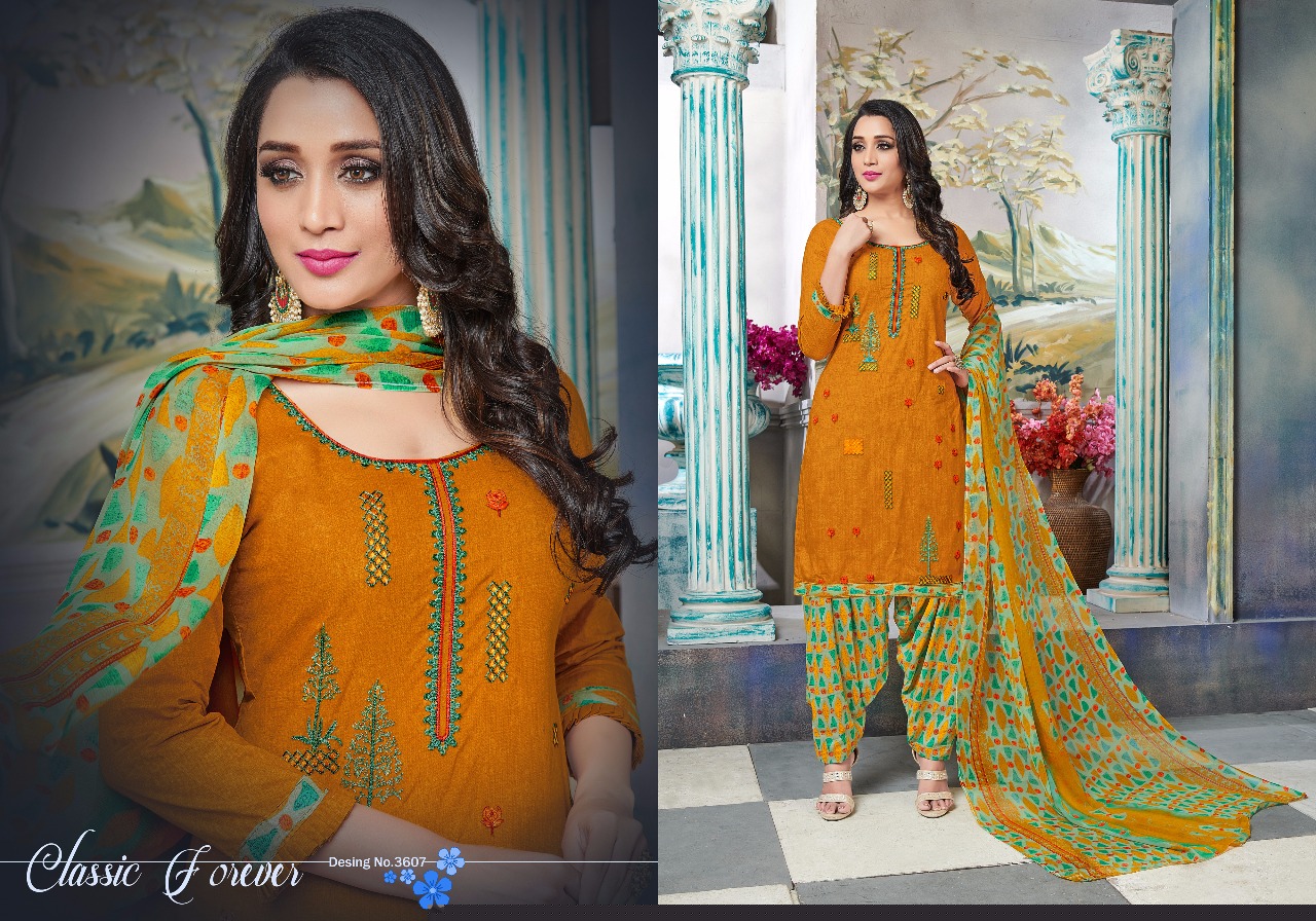 Punjab Queen Vol-36 By Lavli Fashion 3601 To 3608 Series Beautiful Suits Stylish Fancy Colorful Party Wear & Occasional Wear Pure Cambric Cotton Self Print Embroidered Dresses At Wholesale Price