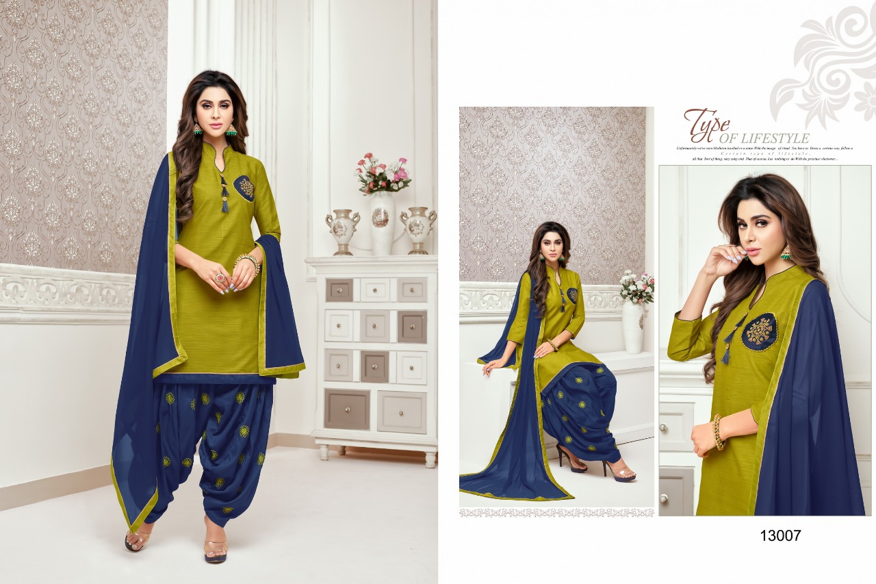 Punjabi Patiyala By Kapil Tex 13001 To 13012 Series Indian Traditional Wear Collection Beautiful Stylish Fancy Colorful Party Wear & Occasional Wear Cotton Slub Dresses At Wholesale Price