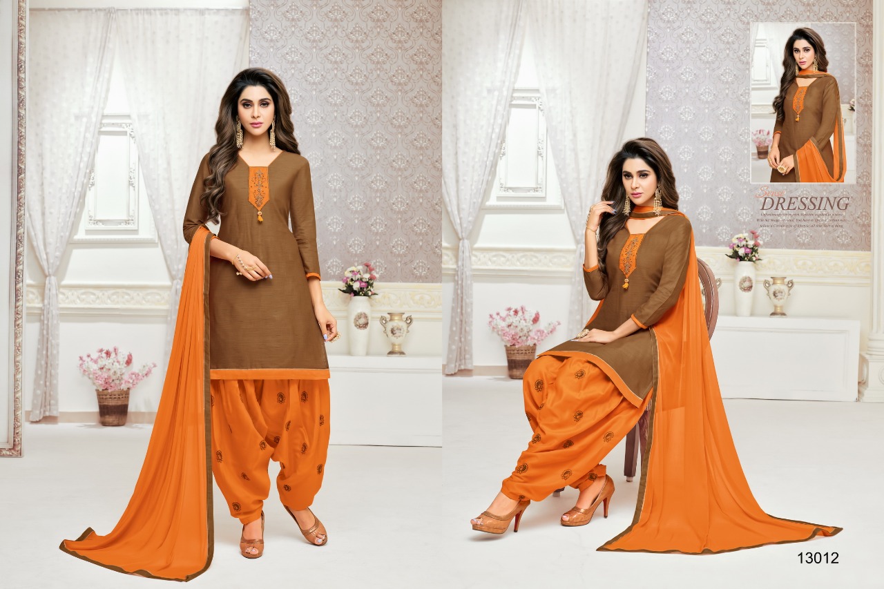 Punjabi Patiyala By Kapil Tex 13001 To 13012 Series Indian Traditional Wear Collection Beautiful Stylish Fancy Colorful Party Wear & Occasional Wear Cotton Slub Dresses At Wholesale Price