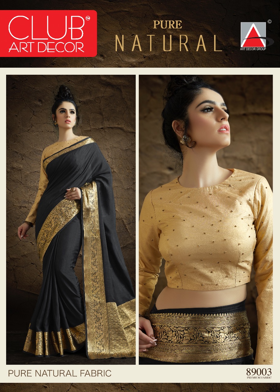 Pure Natural By Club Art Decor 89001 To 88014 Series Indian Traditional Wear Collection Beautiful Stylish Fancy Colorful Party Wear & Occasional Wear Pure Natural Silkina Embroidered Sarees At Wholesale Price