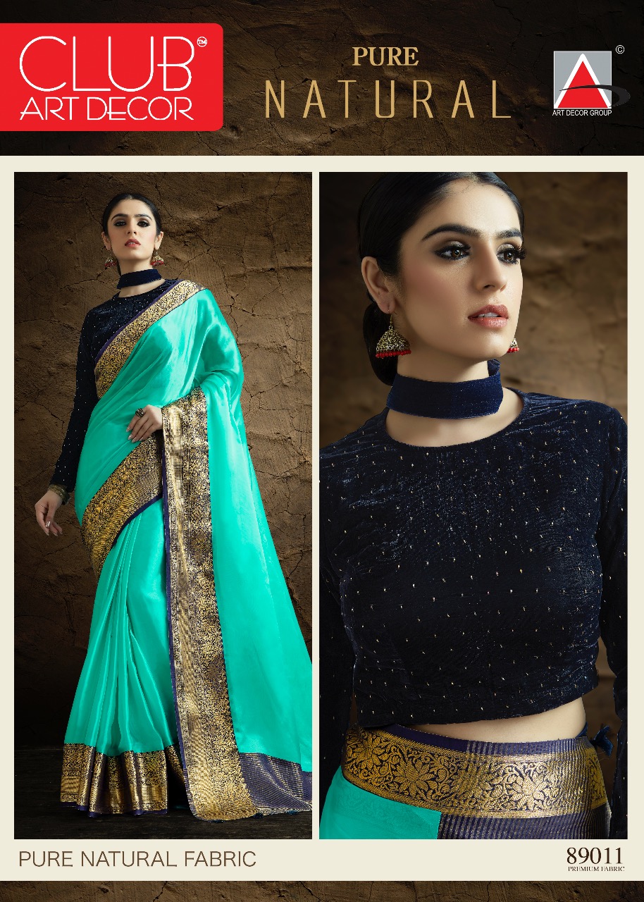 Pure Natural By Club Art Decor 89001 To 88014 Series Indian Traditional Wear Collection Beautiful Stylish Fancy Colorful Party Wear & Occasional Wear Pure Natural Silkina Embroidered Sarees At Wholesale Price
