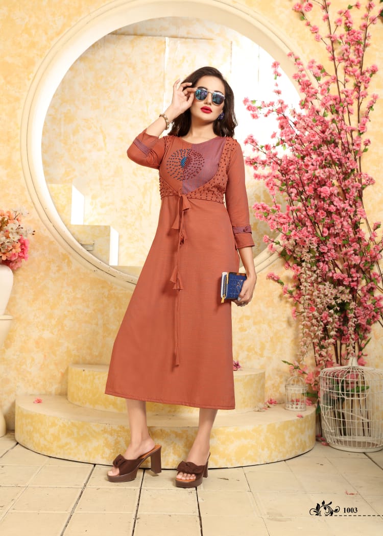 Purple By Play Store 1001 To 1007 Series Beautiful Stylish Fancy Colorful Casual Wear & Ethnic Wear & Ready To Wear Heavy Rayon Kurtis At Wholesale Price