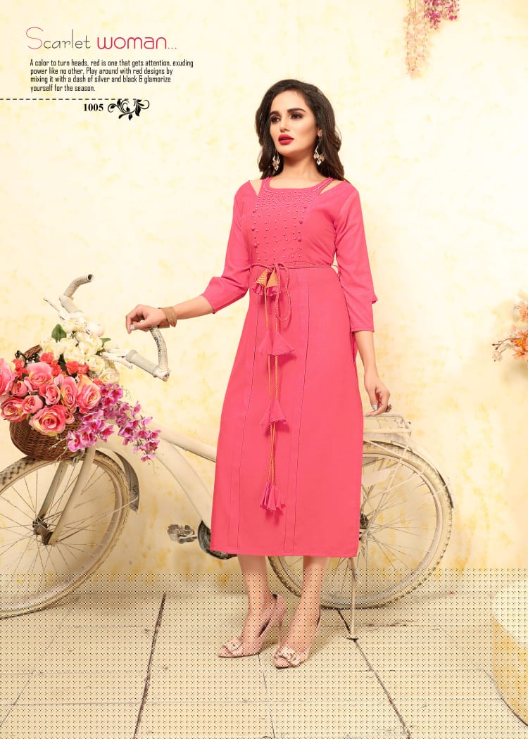 Purple By Play Store 1001 To 1007 Series Beautiful Stylish Fancy Colorful Casual Wear & Ethnic Wear & Ready To Wear Heavy Rayon Kurtis At Wholesale Price