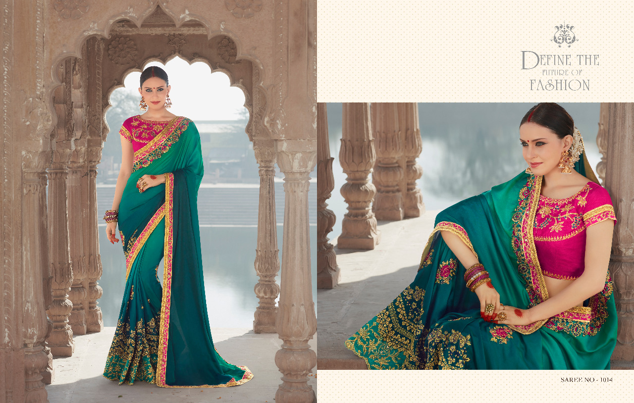 Pushpak By Kianaa Fashion 1009 To 1016 Series Beautiful Indian Traditional Wear Collection Colorful Stylish Fancy Party Wear & Occasional Wear Georgette Silk Sarees At Wholesale Price